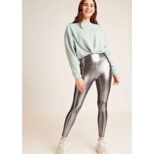 Knix Papaya Titanium Sculpt Stretch Leggings Pants Silver Metallic Grey y2k XL